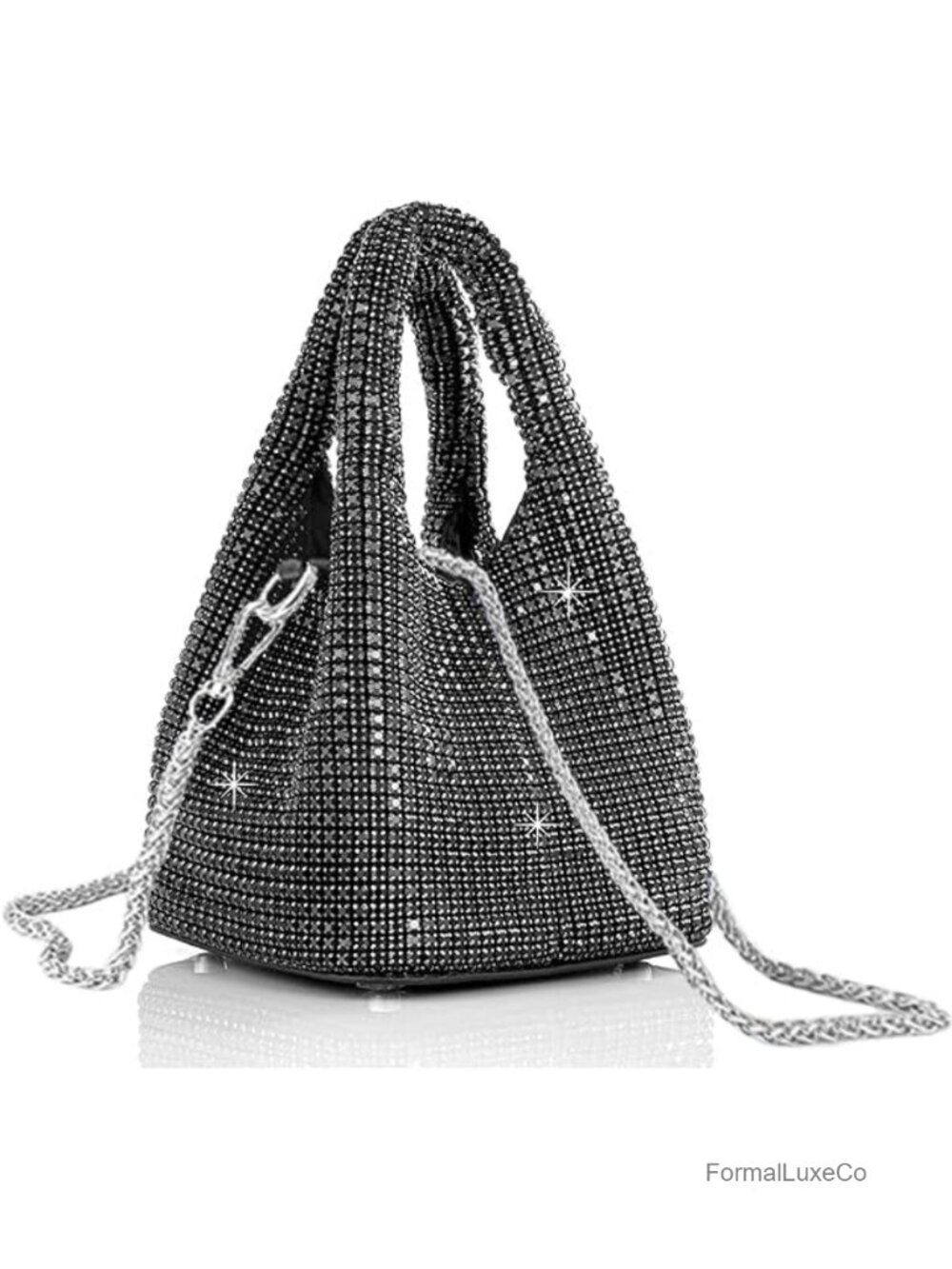 Women's Rhinestone Evening Clutch Sparkly Triangle Purse Prom Wedding